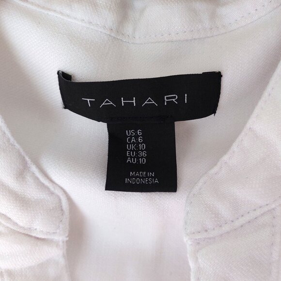 NWOT Tahari Linen Blend White Knee Length Dress 6/S/M - Picture 6 of 9